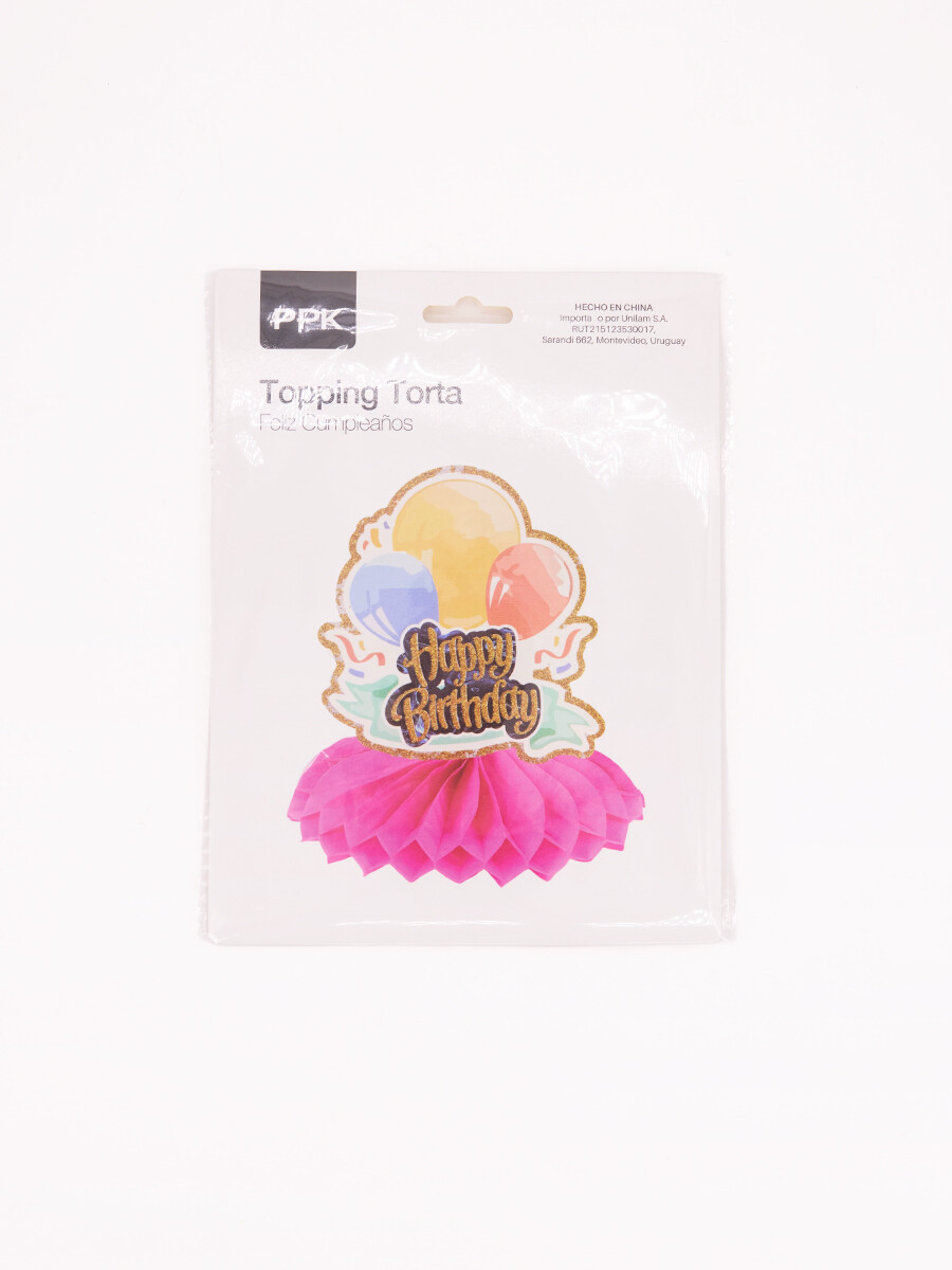 TOPPING TORTA HAPPY BIRTHDAY - ROSADO 