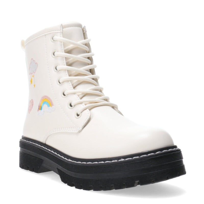 Botas de Niña MINI Miss Carol LEAVEN acordonada Blanco Hueso