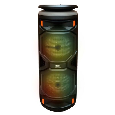 Parlante Torre portátil bluetooth cilindro 2 x 8" 20W con micrófono y luces Parlante Torre portátil bluetooth cilindro 2 x 8" 20W con micrófono y luces