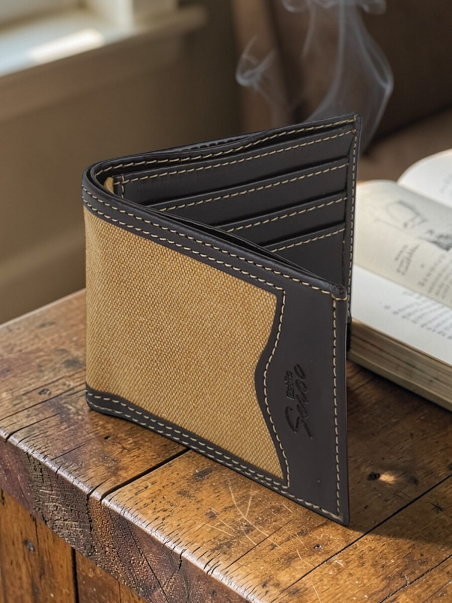 Billetera de lona con marco - beige 