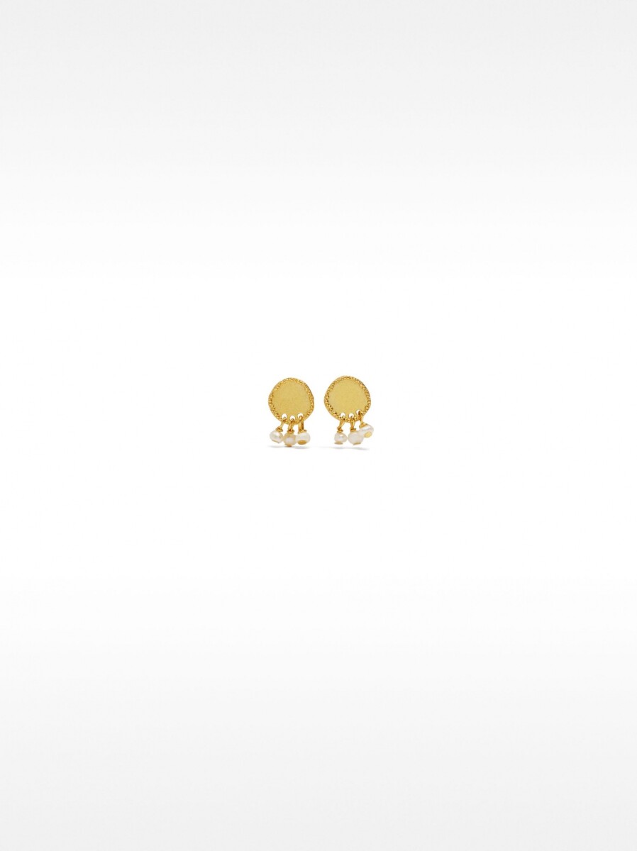 Pendientes Cortos Con Perlas De Agua Dulce - Plata De Ley 925 - dorado 