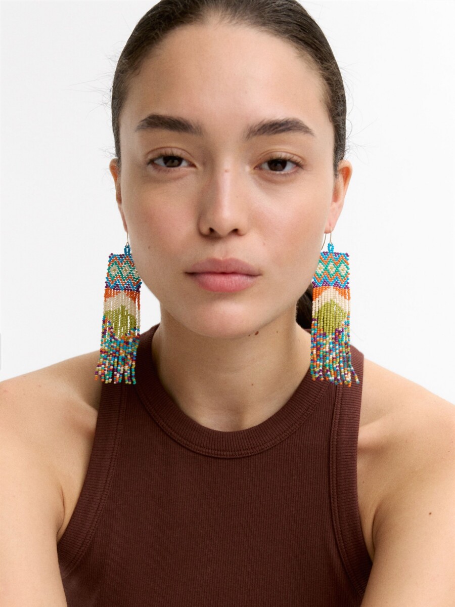 Pendientes Largos Étnicos Multicolor multicolor