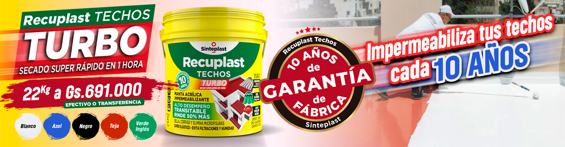 Recuplast techos impermeabilizante 10 años de garantía