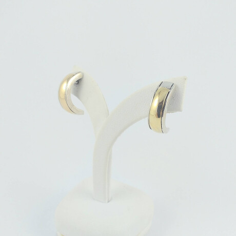 Caravanas de plata 925 con detalles de double en oro 18Ktes, medidas largo 16mm, ancho 6mm, cierre mariposa a presión. Caravanas de plata 925 con detalles de double en oro 18Ktes, medidas largo 16mm, ancho 6mm, cierre mariposa a presión.