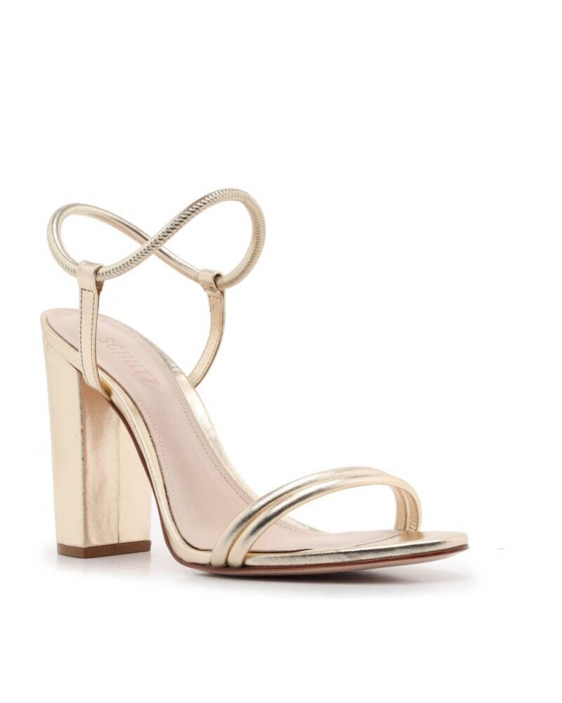 SANDALIA TACO ALTO DORADA PLATINA