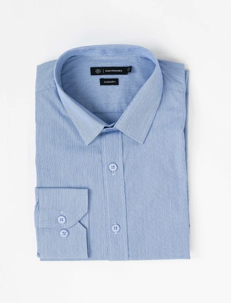Camisa m/l micro cuadro-raya azul