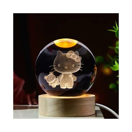 LÁMPARA VELADORA 3D DISEÑO HELLO KITTY BASE DE MADERA 6" LÁMPARA VELADORA 3D DISEÑO HELLO KITTY BASE DE MADERA 6"