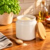 Azucarero porcelana blanca con tapa madera Azucarero porcelana blanca con tapa madera