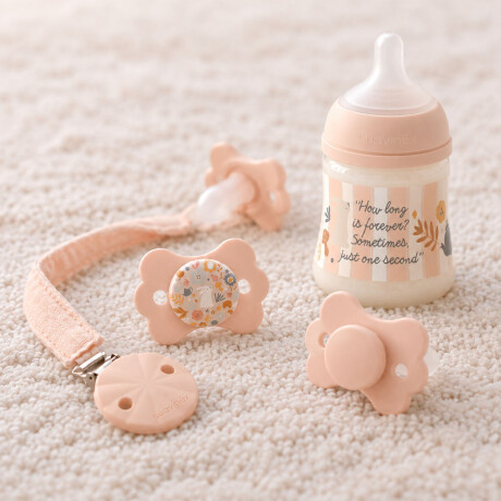 Set Suavinex Mamadera + 2 Chupetes SX Pro + Broche Clip Rosa