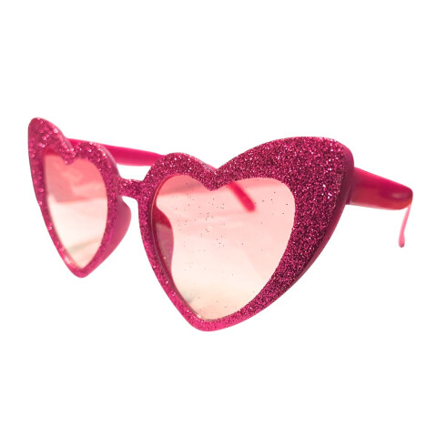 Lentes Corazón x1 Glitter Fucsia