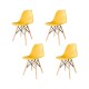 Pack 4 Sillas De Comedor Eames Lumax De Diseño Moderno Con Patas De Madera Amarillo