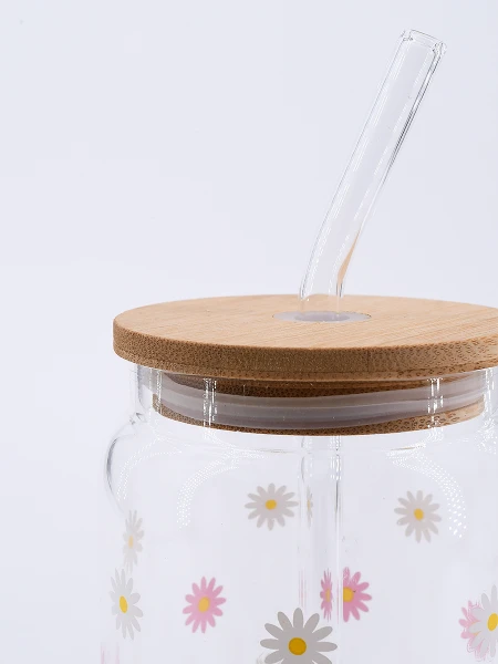 VASO VIDRIO CON SORBITO Y TAPA BAMBOO TRANSPARENTE