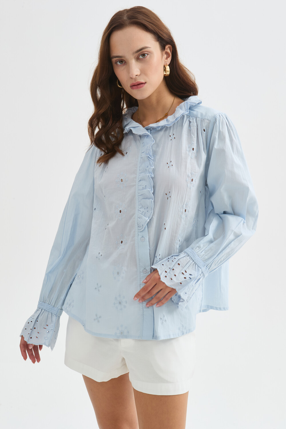 Camisa Jiardin Celeste Claro