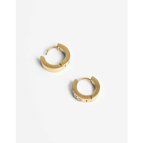 Argollas Acero Con Cubic Dorado