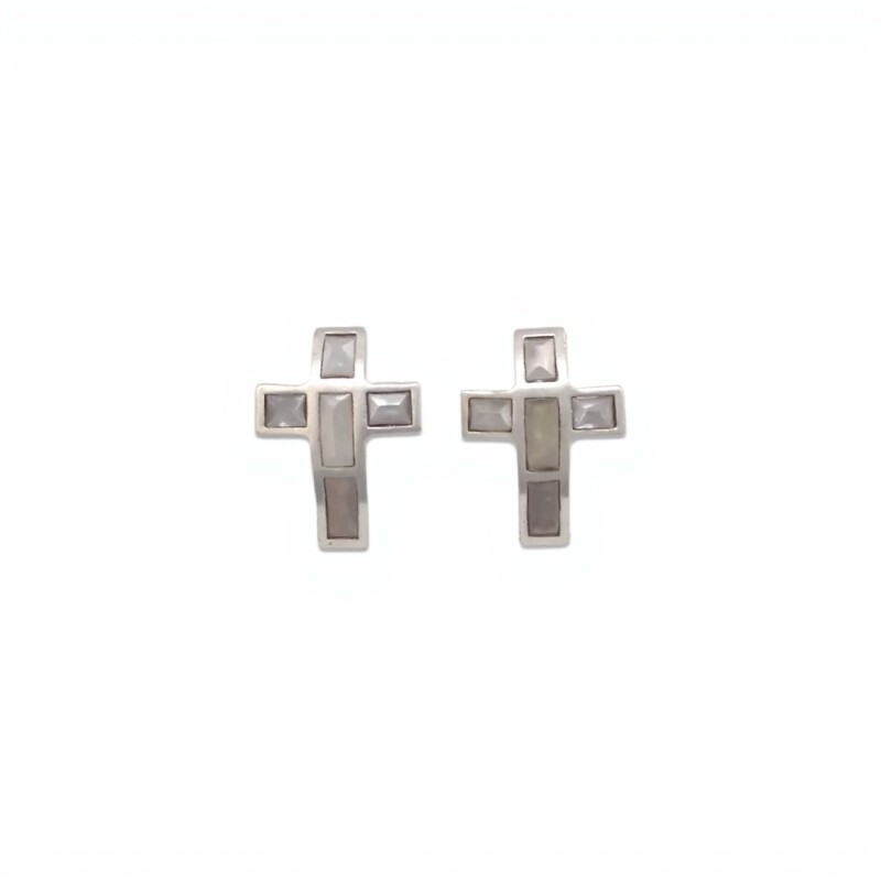Caravanas Cruz-Plata 925-Piedra Nacar-CA3348 conpiedra