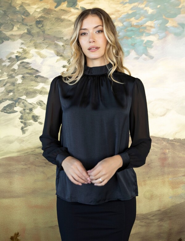 Blusa Gasa & Saten NEGRO