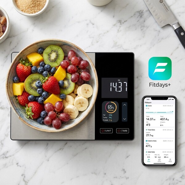 Balanza Inteligente De Cocina Digital con Precision 1g y Medicion Peso hasta 5kg Balanza Inteligente De Cocina Digital con Precision 1g y Medicion Peso hasta 5kg