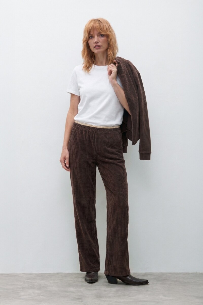 Jogger acanalado con vivo - chocolate 