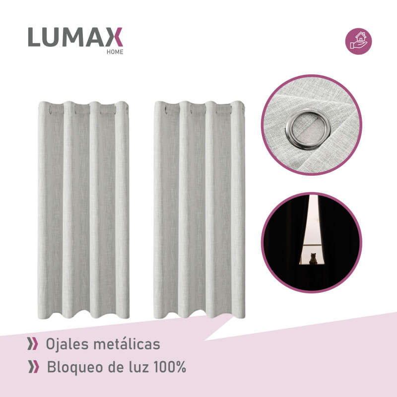 Cortina 100% Blackout 2 Paños Lumax Textura Lino 140x220cm Blanco