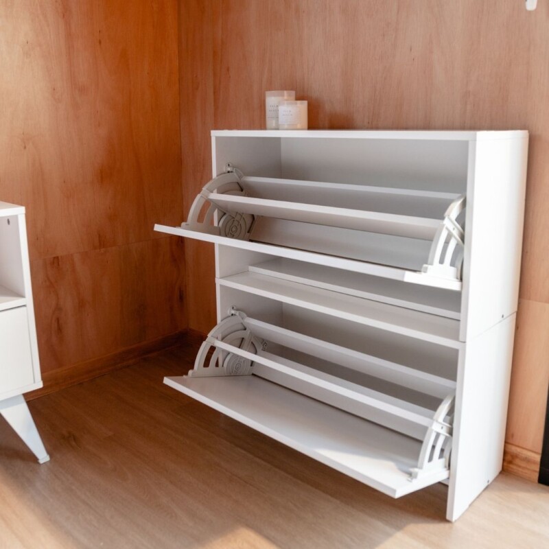 Zapatera apilable con puerta Blanca