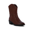 Darkness Bota De Dama Tejana Detalle Bordado Caña Baja Taco Cuadrado - Marron Os Marron Oscuro