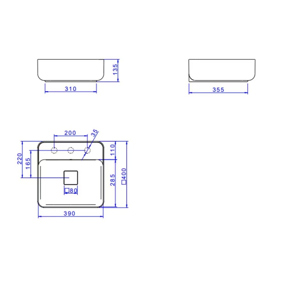 Bacha de apoyo cuadrada 40 cm c/mesa marrón mate Deca Bacha De Apoyo Cuadrada 40 Cm C/mesa Marrón Mate Deca