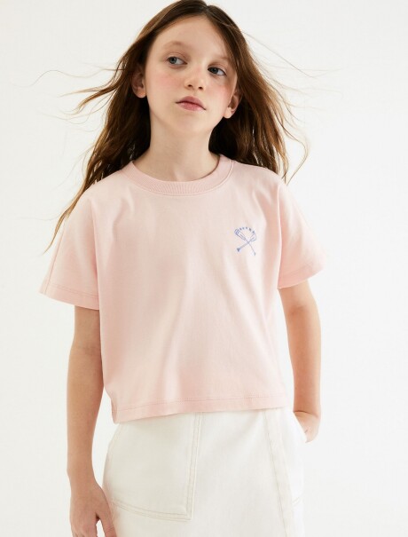CAMISETA INFANTIL MANGA CORTA CON ESTAMPAS ROSADO