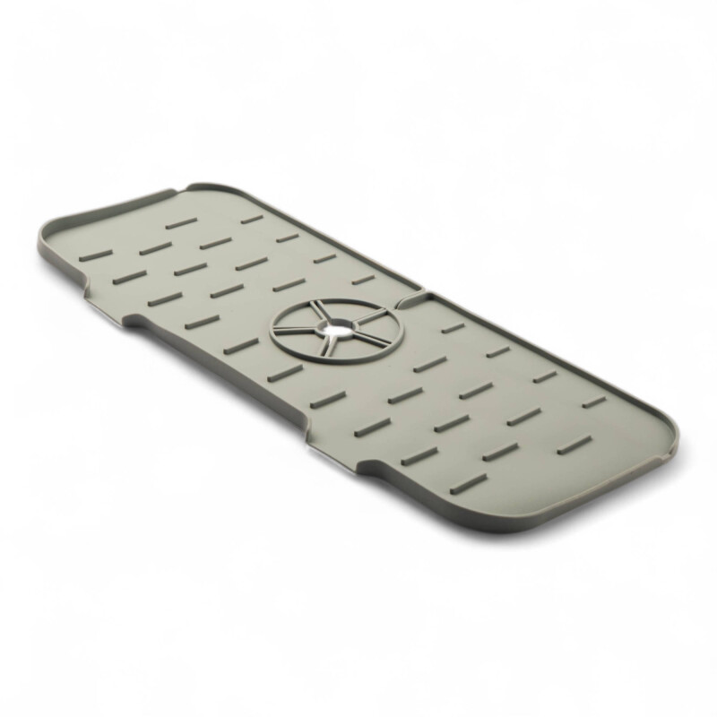 Alfombrilla silicona antisalpicaduras grifo cocina 37 cm x 14 cm Gris