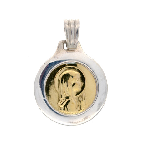 Medalla religiosa de plata 925, double en oro 18 ktes, VIRGEN NIÑA. Medalla religiosa de plata 925, double en oro 18 ktes, VIRGEN NIÑA.