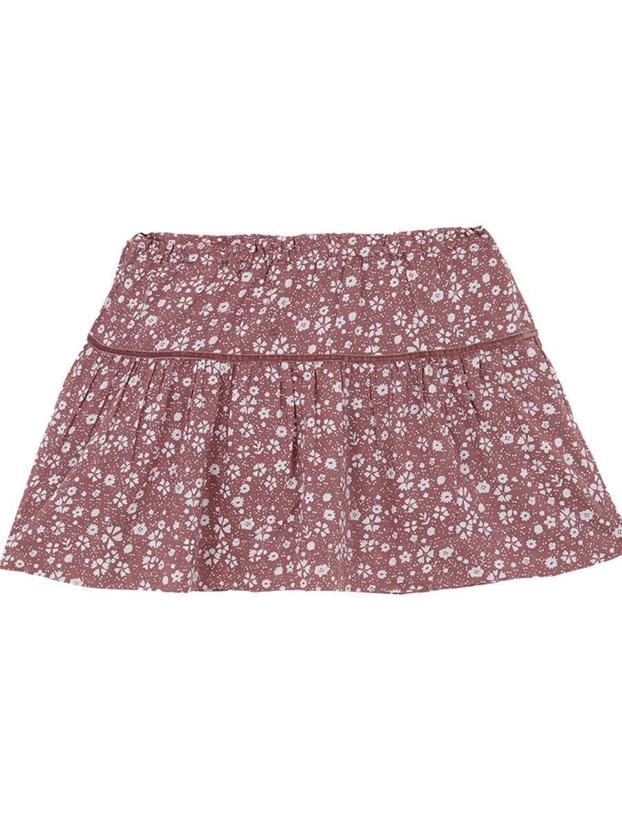 Falda Estampada Con Volante Purpura