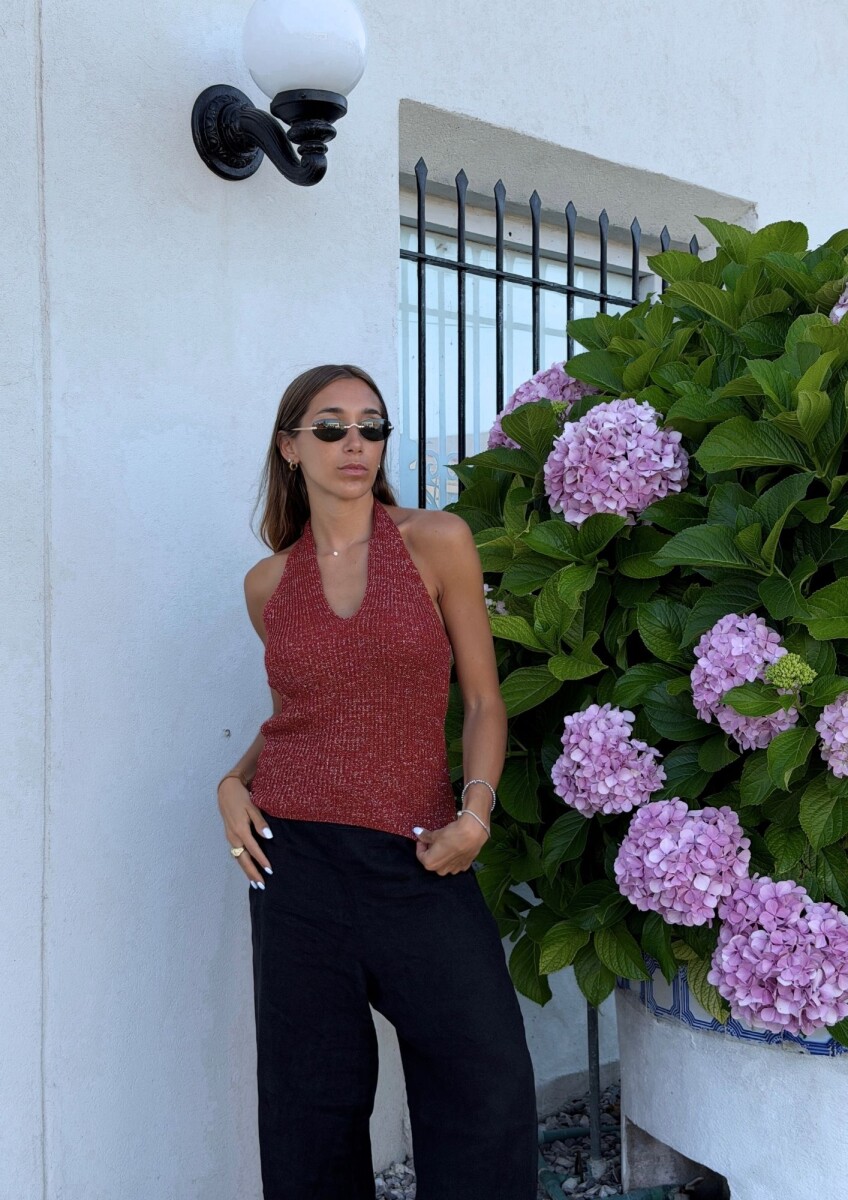 Top tejido doble - Bordo 