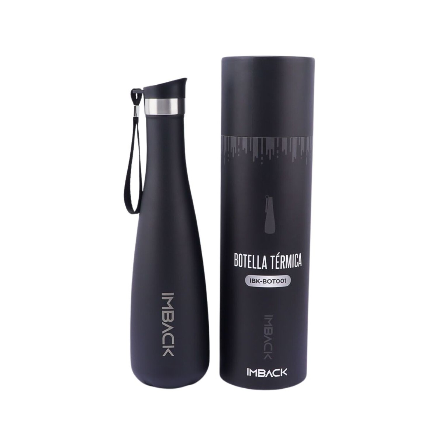 Botella de Agua Térmica de Acero Inoxidable Termo de 750 ml Diseño  Estilizado Color Negro