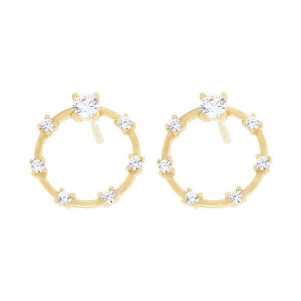 Caravanas Corona en Oro 18k con circonias Caravanas Corona en Oro 18k con circonias