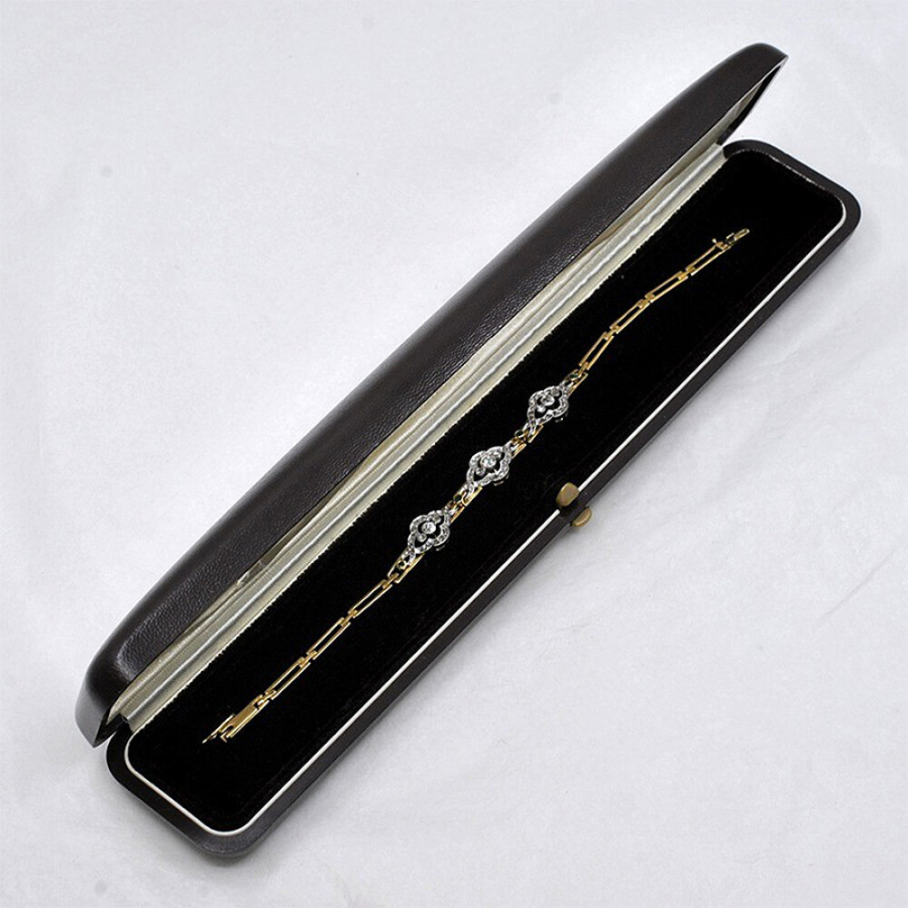 Pulsera Antigua En Oro 18K, Brillantes, Diamantes Y Esmeraldas Pulsera Antigua En Oro 18K, Brillantes, Diamantes Y Esmeraldas