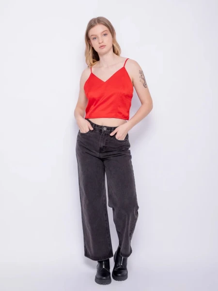 TOP P.CAKE INARI ELASTICO DRAPEADO ESPALDA ROJO