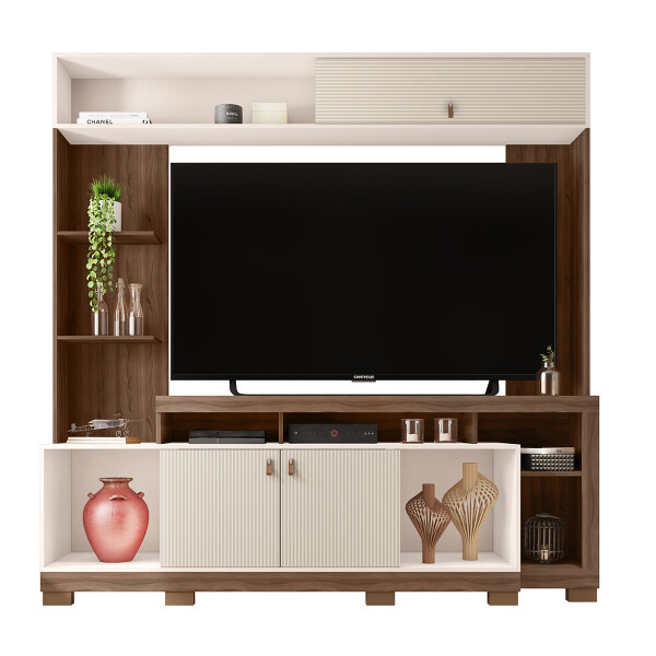 RACK "HOME THEATER SINFONIA" COLOR NOGUEIRA SAN REMO/OFF MR Rack "home Theater Sinfonia" Color Nogueira San Remo/off Mr