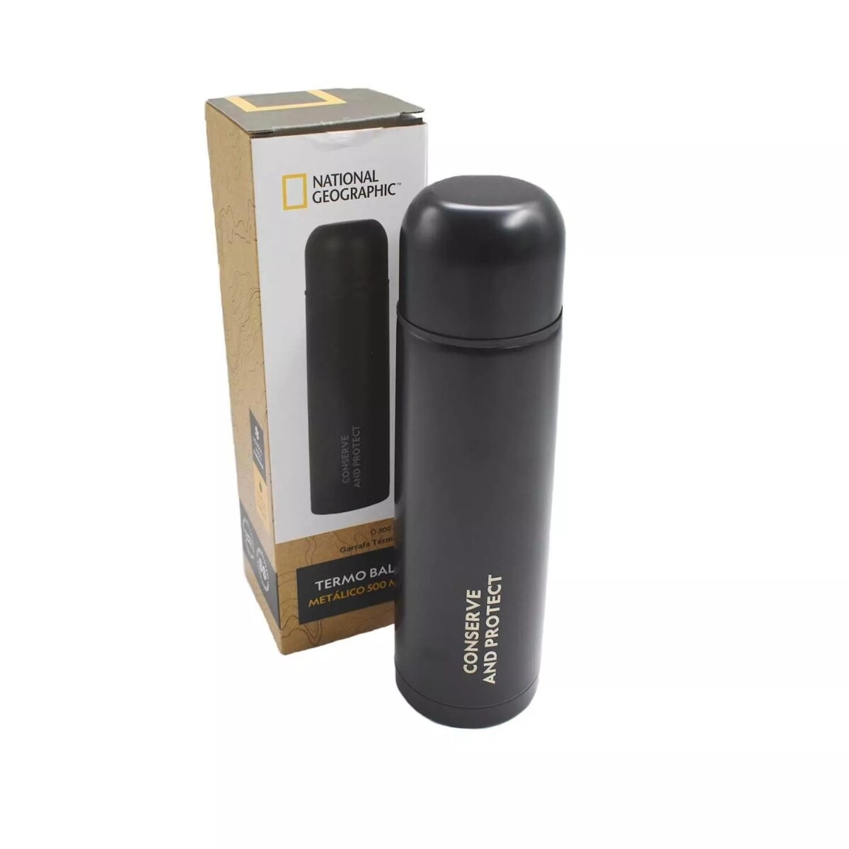 Termo Bala Metálico National Geographic 500 ml - NEGRO 