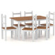 Juego de Comedor 6 Sillas Madera Blanco/Natural Mesa 140 cm Juego de Comedor 6 Sillas Madera Blanco/Natural Mesa 140 cm