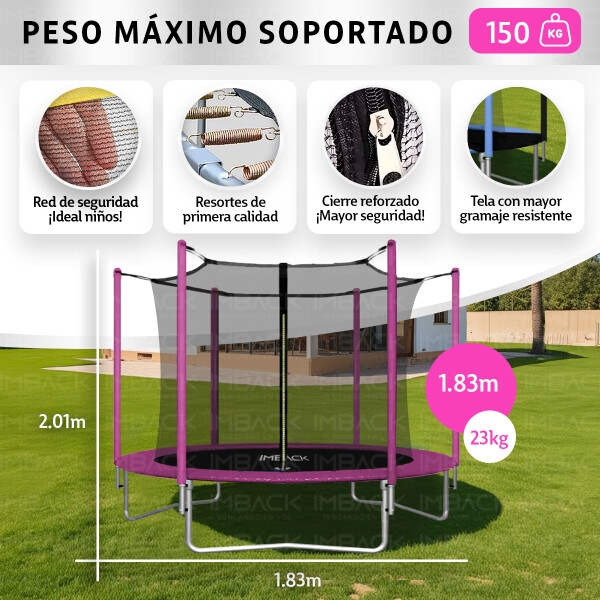 Cama Elástica de 1,83 M Trampolín Saltarín Multicolor Rosa CE002 Cama Elástica de 1,83 M Trampolín Saltarín Multicolor Rosa CE002