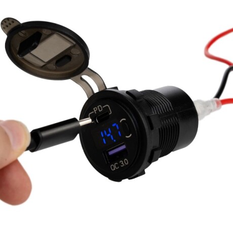 PANEL TOMA USB DOBLE Y VOLTIMETRO PARA LANCHA PANEL TOMA USB DOBLE Y VOLTIMETRO PARA LANCHA