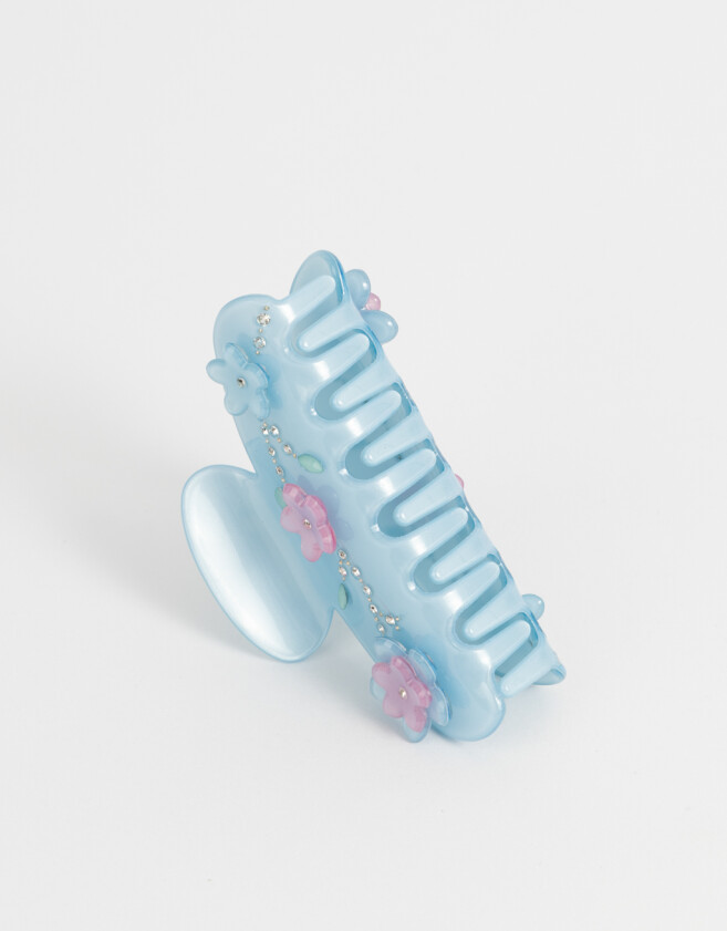 Broche Premium Broche Con Flores Y Strass - Azul Celeste