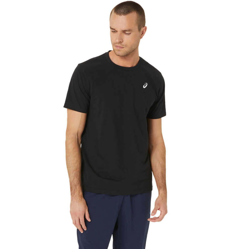 Polo Training Asics Spiral Embroidery Tee Hombre Performance Black