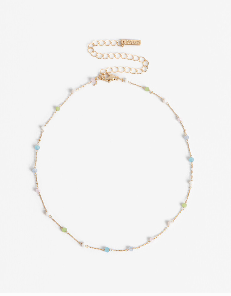Collares Cortos Color Collar Corto Metal Y Beads - Dorado