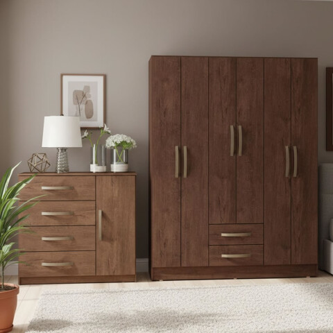 Combo Armario 6 Puertas y Cómoda - MDP - Dakar Combo Armario 6 Puertas y Cómoda - MDP - Dakar
