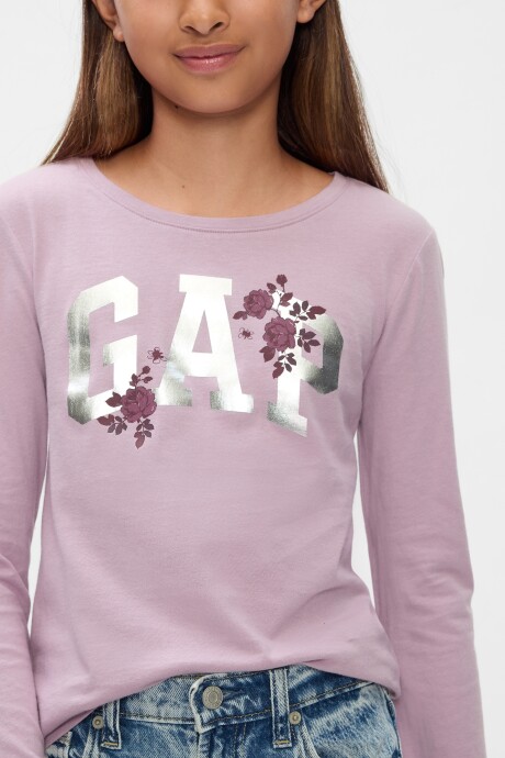 Remera Logo Gap Manga Larga Niña Lavender Mist 16-3307