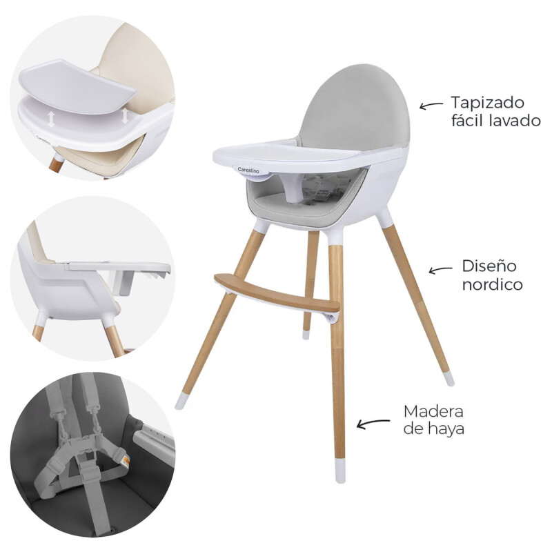 Silla de Comer para Bebés Carestino Neo Ajustable Gris Claro