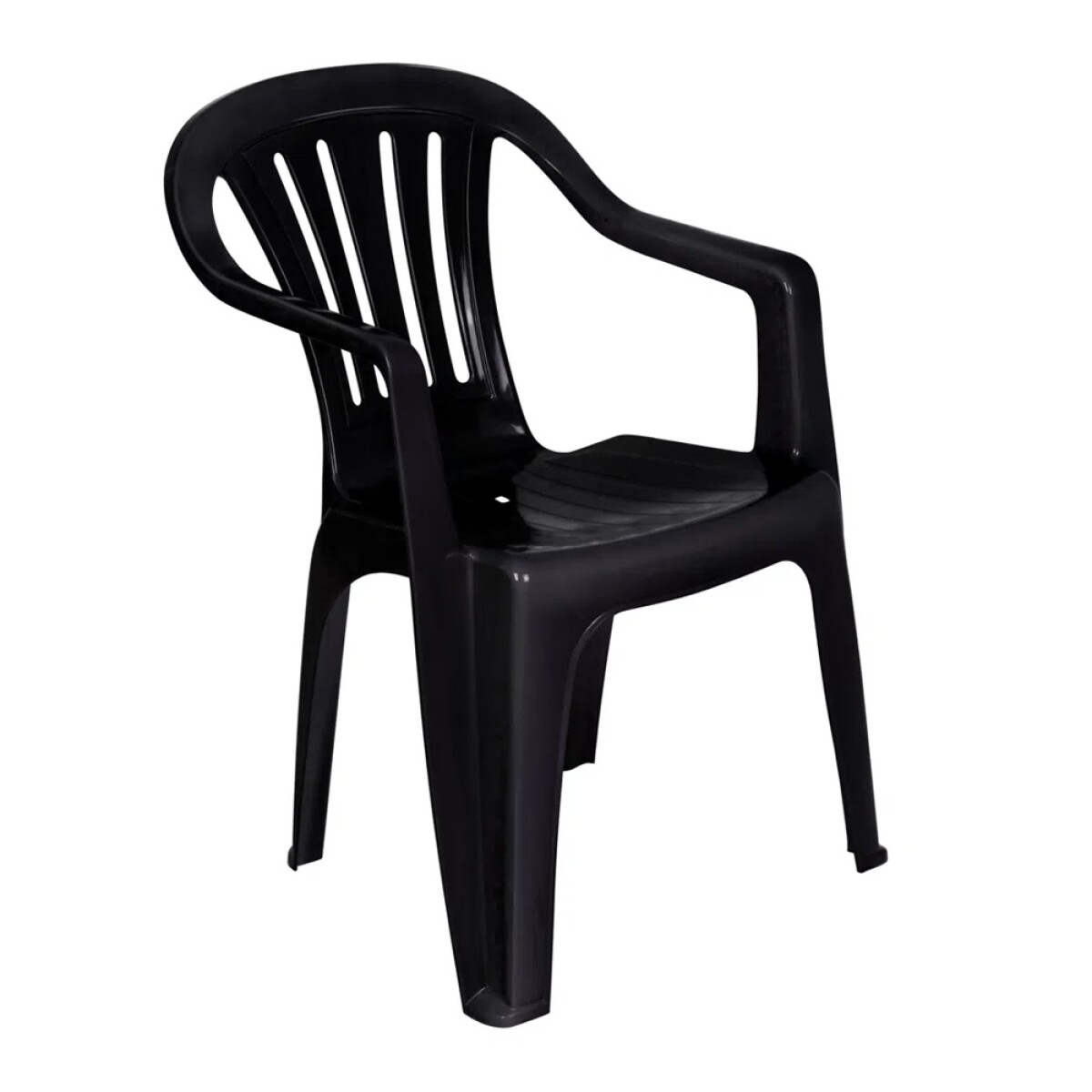 Silla Plástica Bela Vista Mor con Apoyabrazos p/Patio Jardín - Negro 