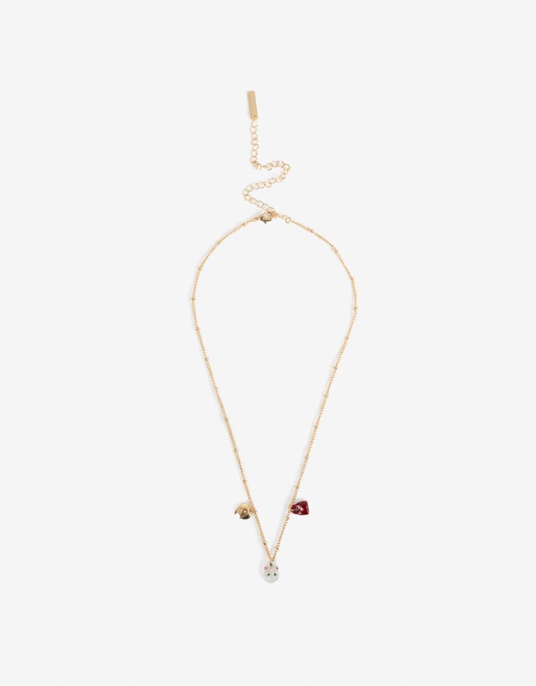 Collares Cortos Metal Collar Multicharm Bañado En Oro - Dorado