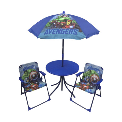 Set Jardín Avengers 4 Piezas: 2 sillas, 1 Mesa y 1 Sombrilla U