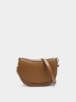 Bolso Bandolera Ovalado Con Solapa camel